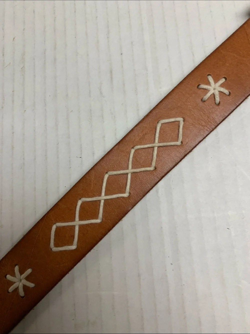 American Eagle Vintage Y2K Brown Genuine Leather Embroidered Boho Western Belt